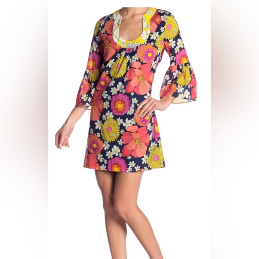 Trina Turk NWT Bonita Floral Shift Dress Bell Sleeve Lined Size 10